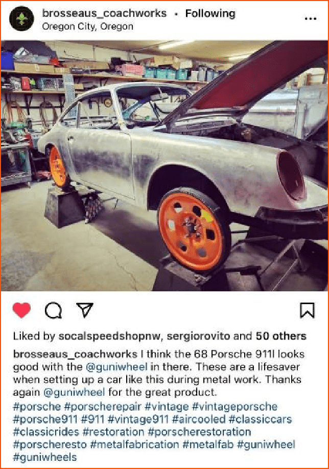 Instagram post by brosseaus coachworks using Guniwheel